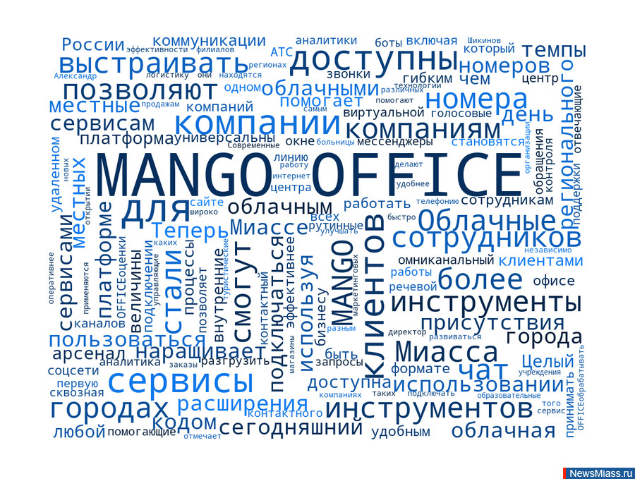Облачные сервисы MANGO OFFICE стали доступны в Миассе. Компании Миасса смогут пользоваться облачными сервисами MANGO OFFICE, используя местные номера
