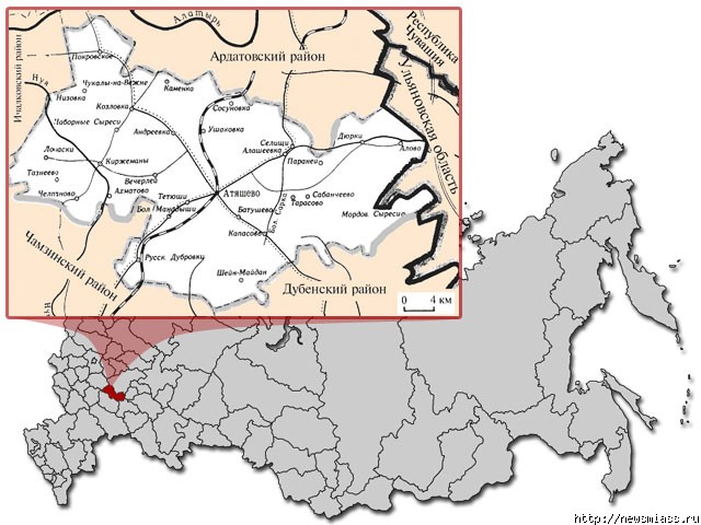 Атяшево карта мордовии